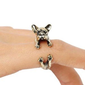 Gold Frenchie Bulldog Dog Trendy Cute Ring